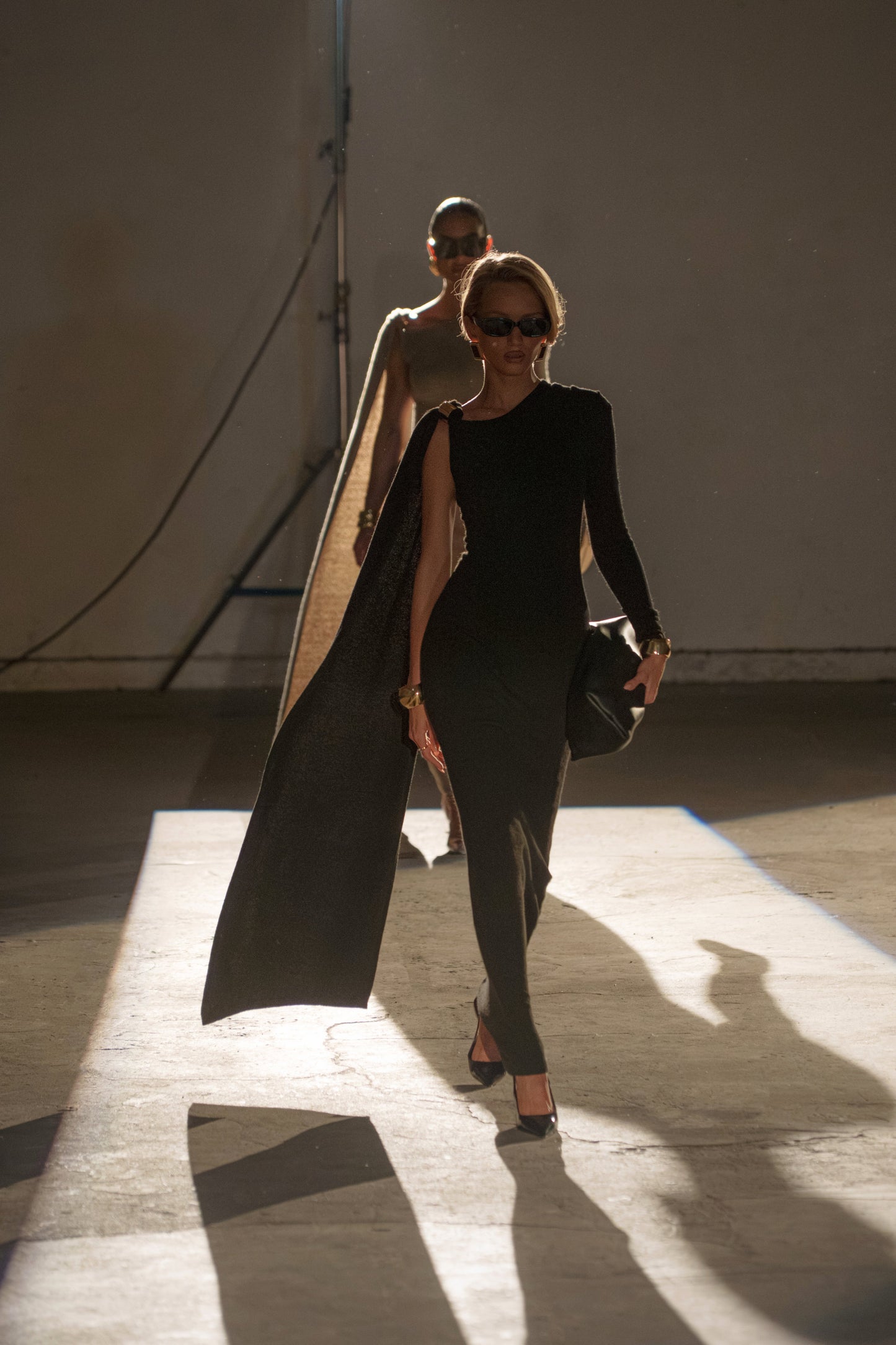 Black Aniza Drape Maxi Dress JLUXLABEL