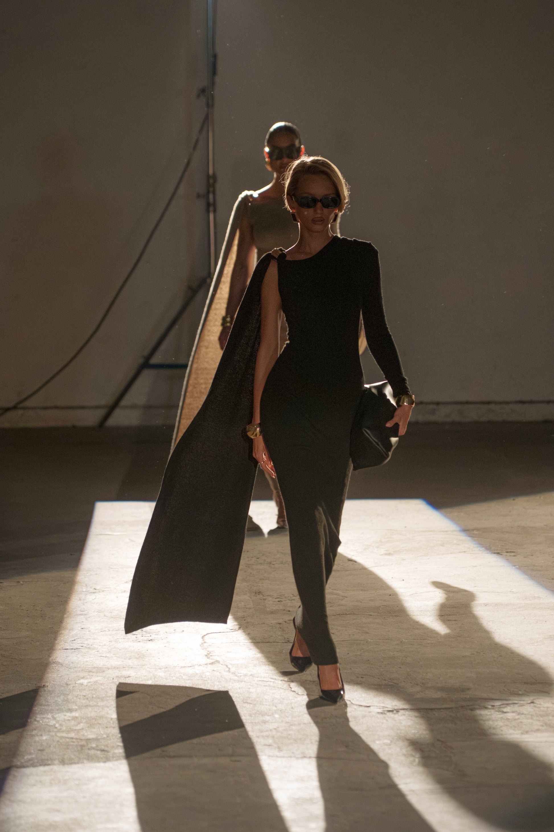 Black Aniza Drape Maxi Dress JLUXLABEL