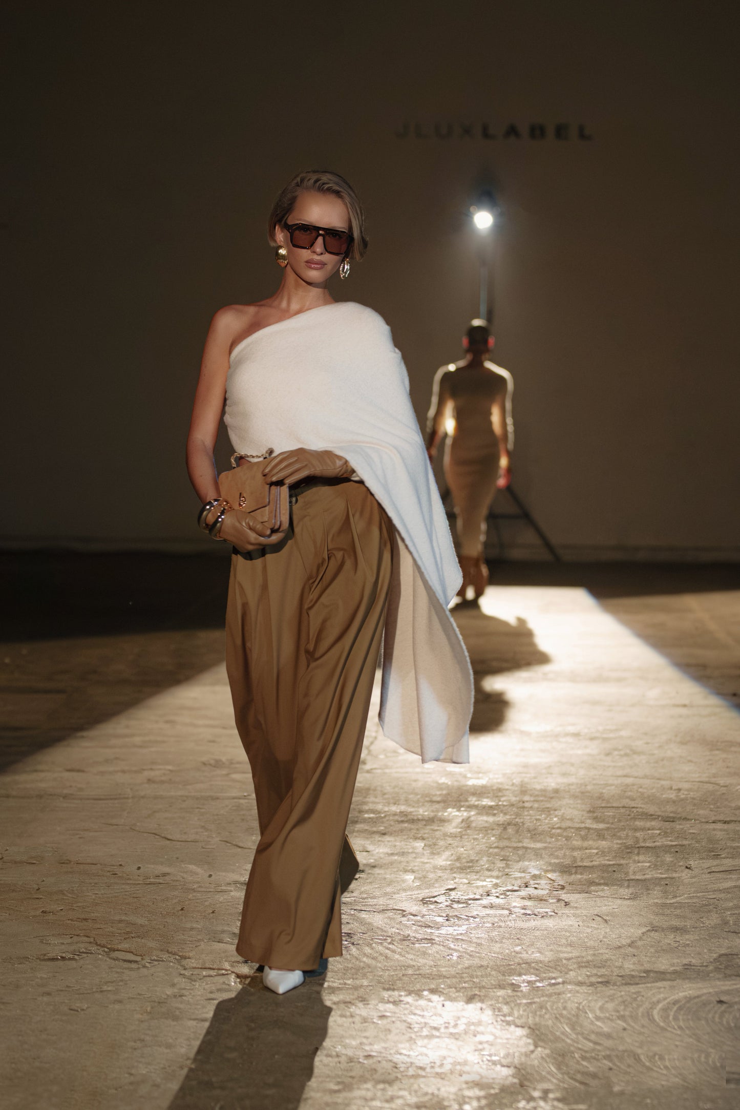 Tan Polished Pleat Trouser JLUXLABEL