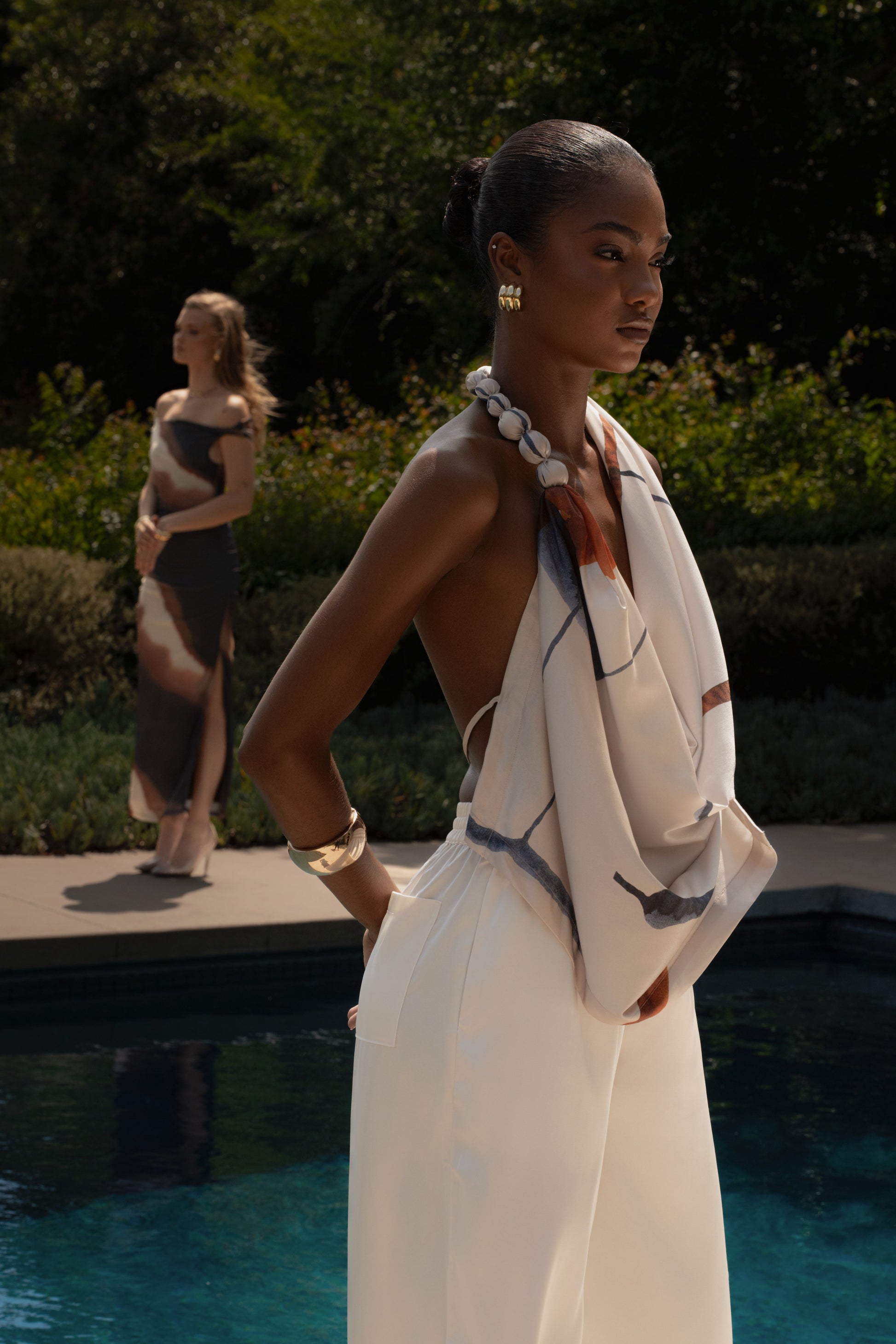 Ivory Tropic Dawn Satin Top JLUXLABEL