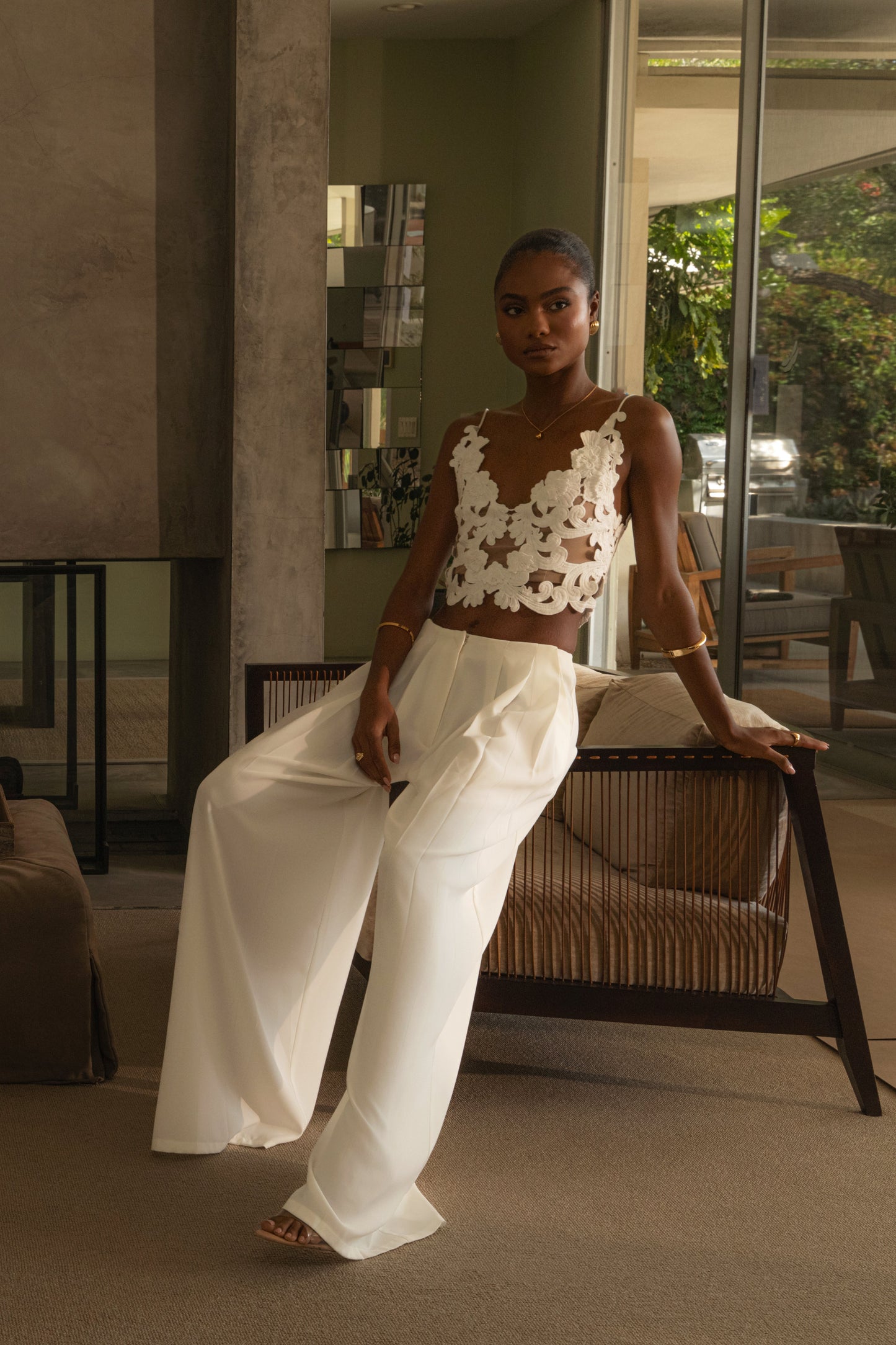 White Summer Ease Wide Leg Pants JLUXLABEL