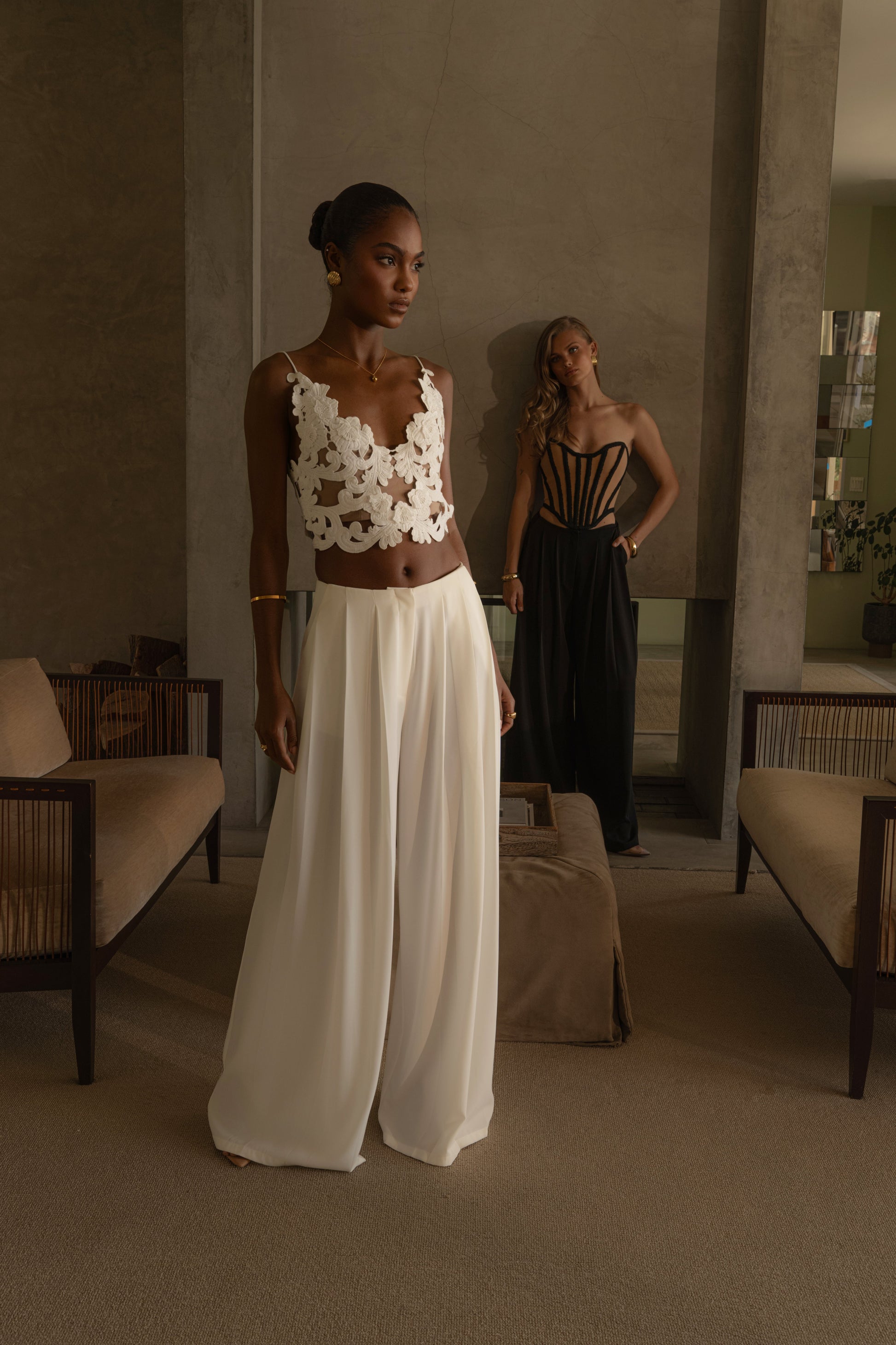 White Summer Ease Wide Leg Pants JLUXLABEL