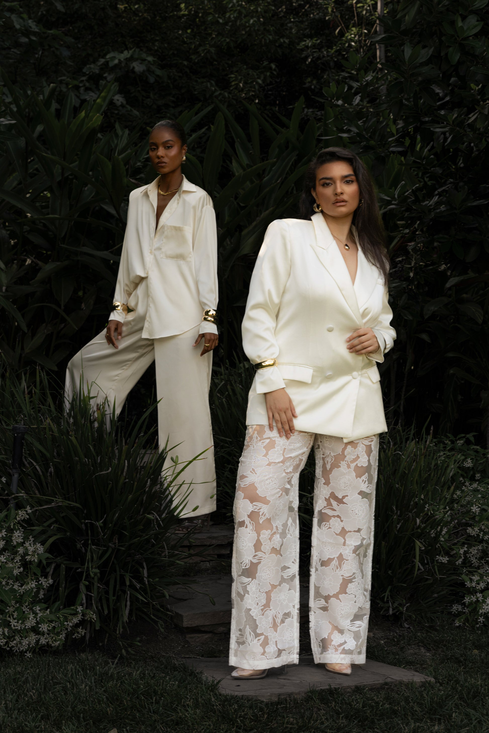 Ivory Organza Floral Pant NEWFASHIONEDGE