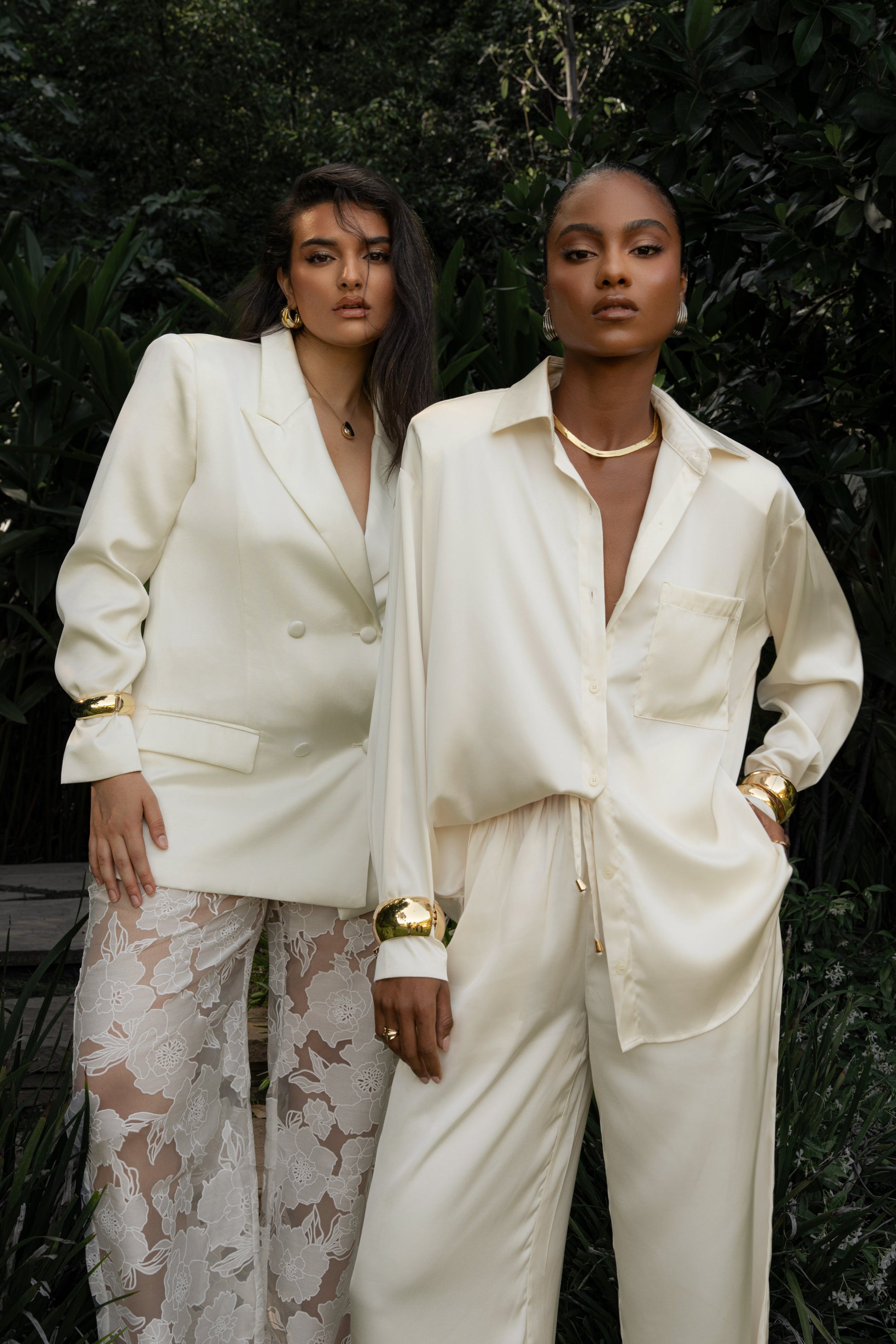 Ivory Island Ease Collared Satin Top JLUXLABEL
