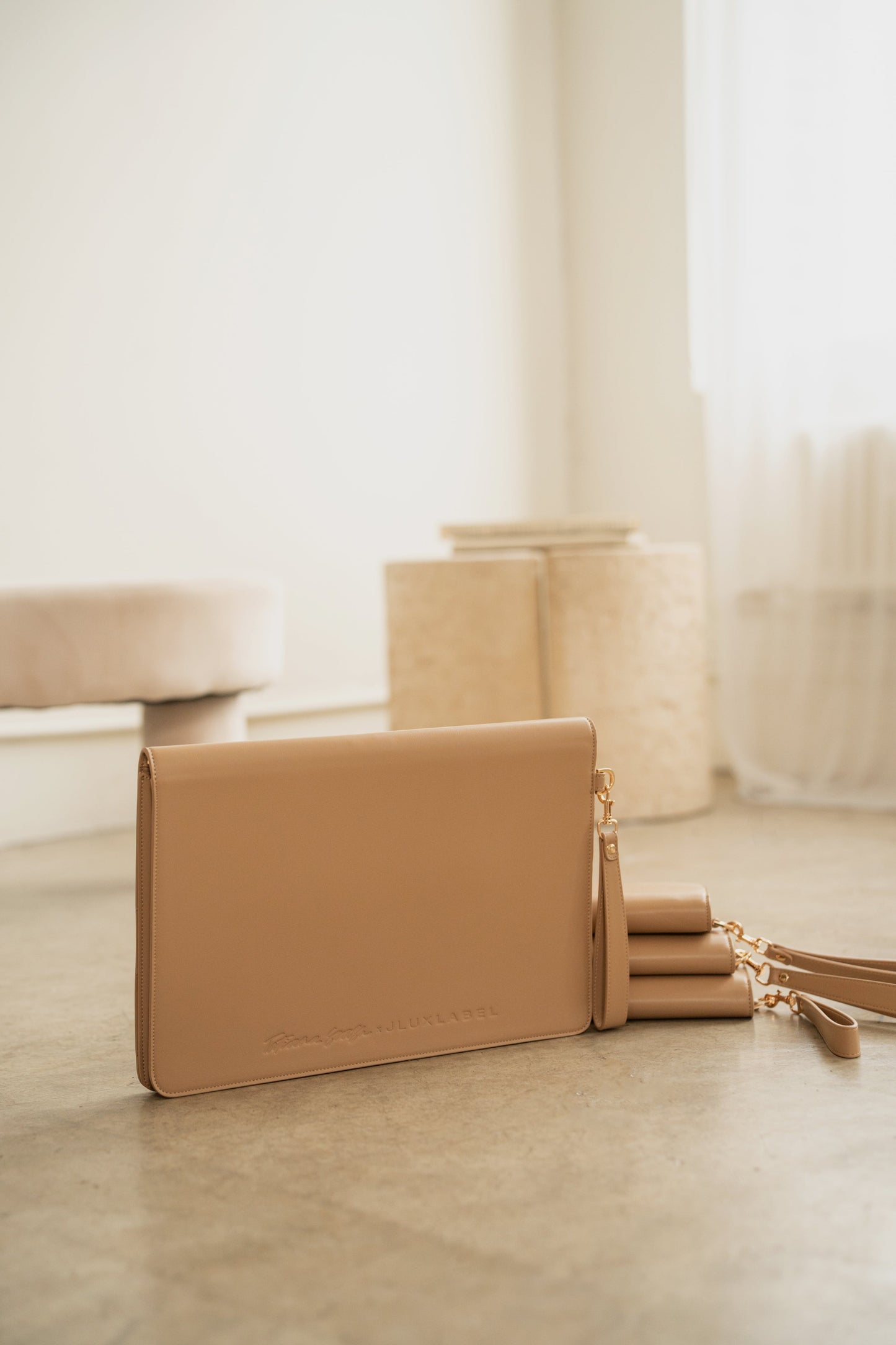 Beige TATIANA SOASH x JLUXLABEL Dreams & Plans Catch All Bag NEWFASHIONEDGE