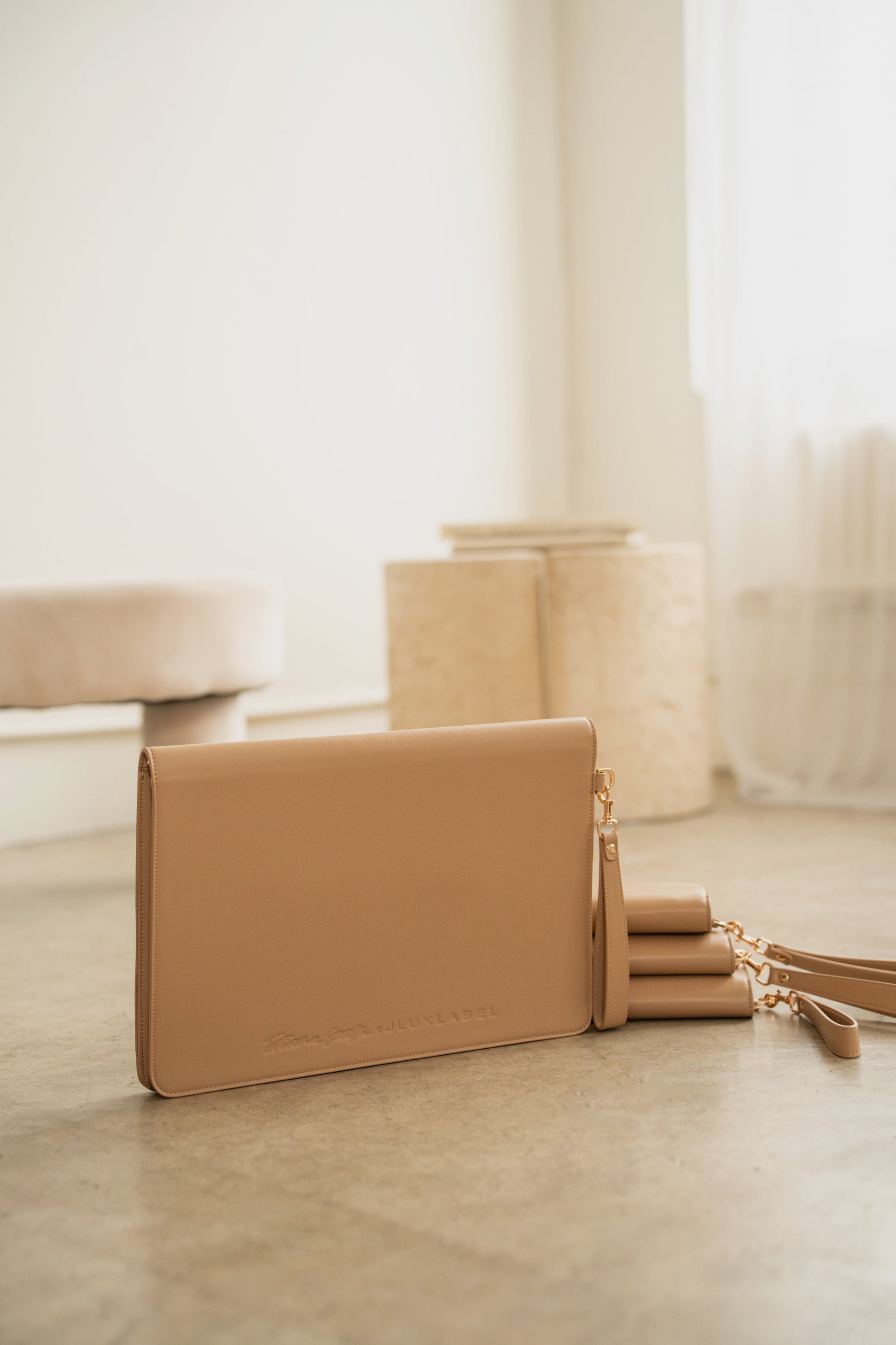 Beige TATIANA SOASH x JLUXLABEL Dreams & Plans Catch All Bag NEWFASHIONEDGE
