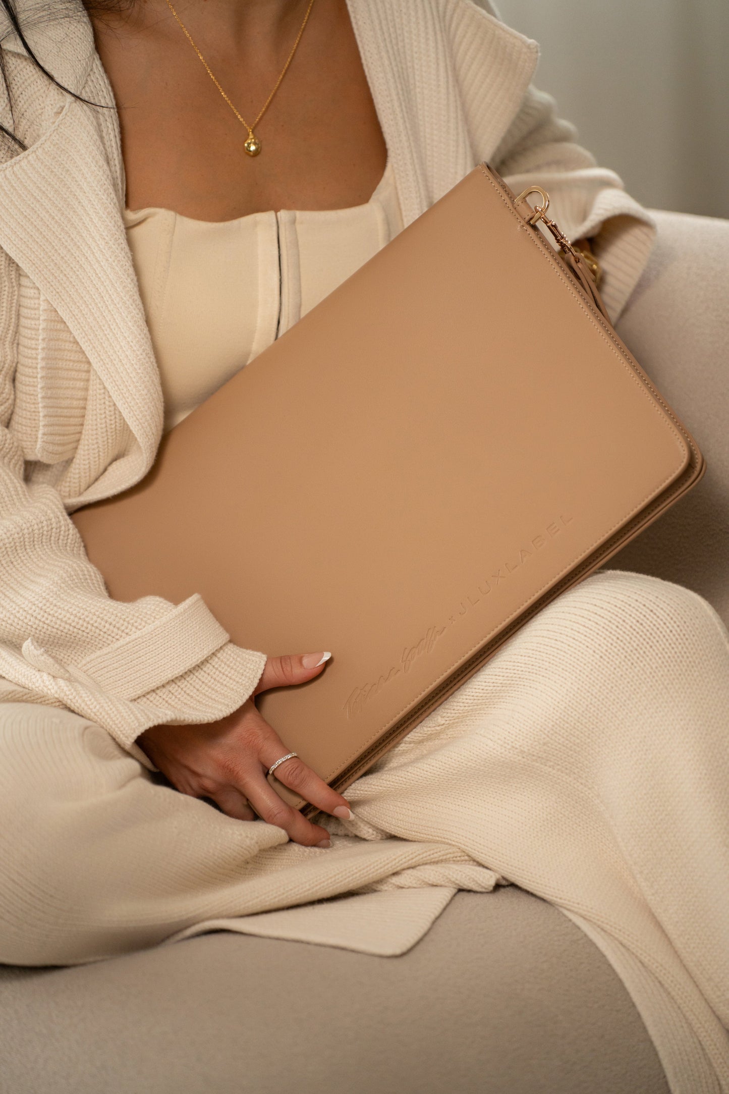 Beige TATIANA SOASH x JLUXLABEL Dreams & Plans Catch All Bag NEWFASHIONEDGE