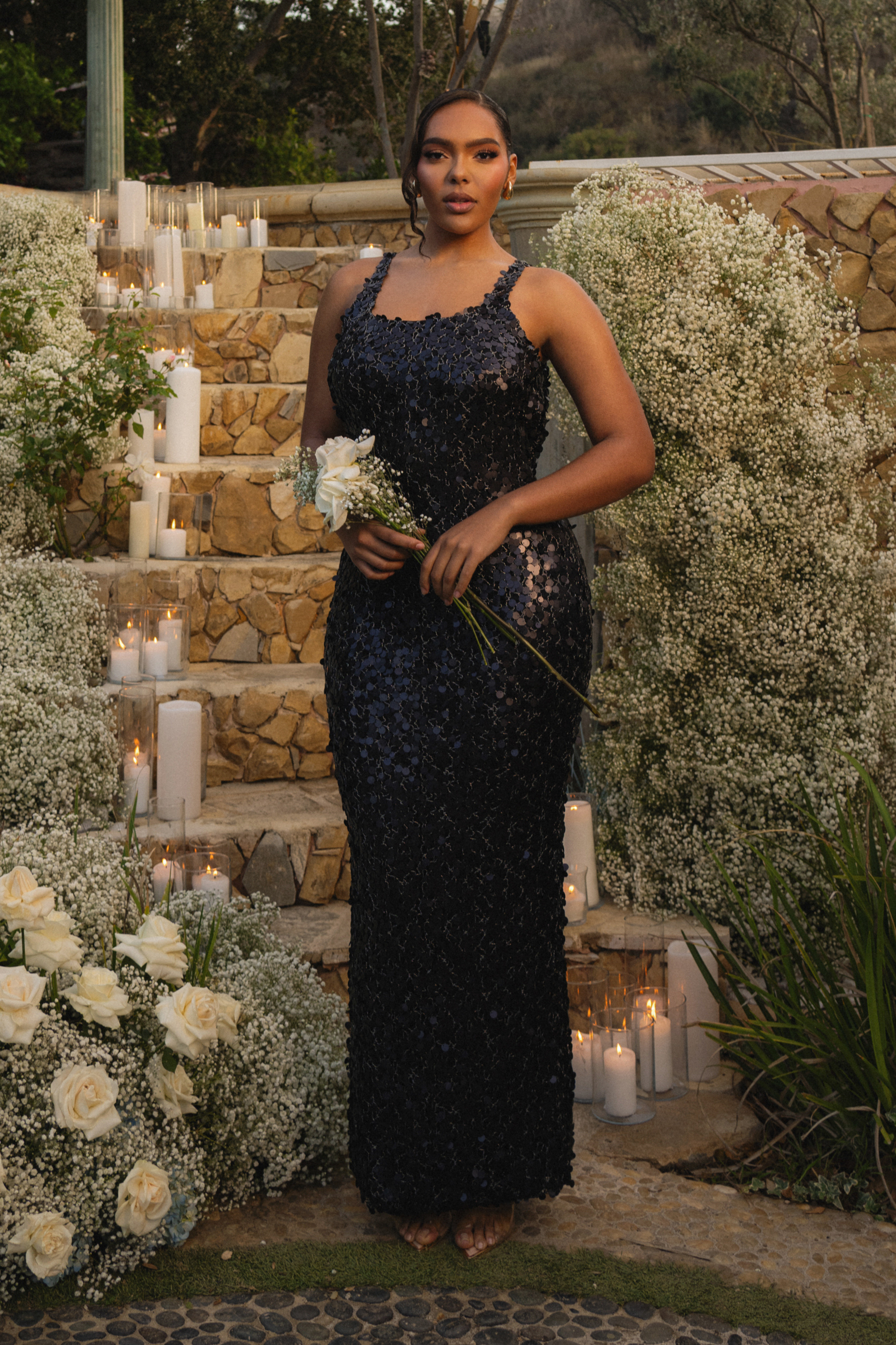 Black Sparkling Moments Sequin Maxi Dress JLUXLABEL