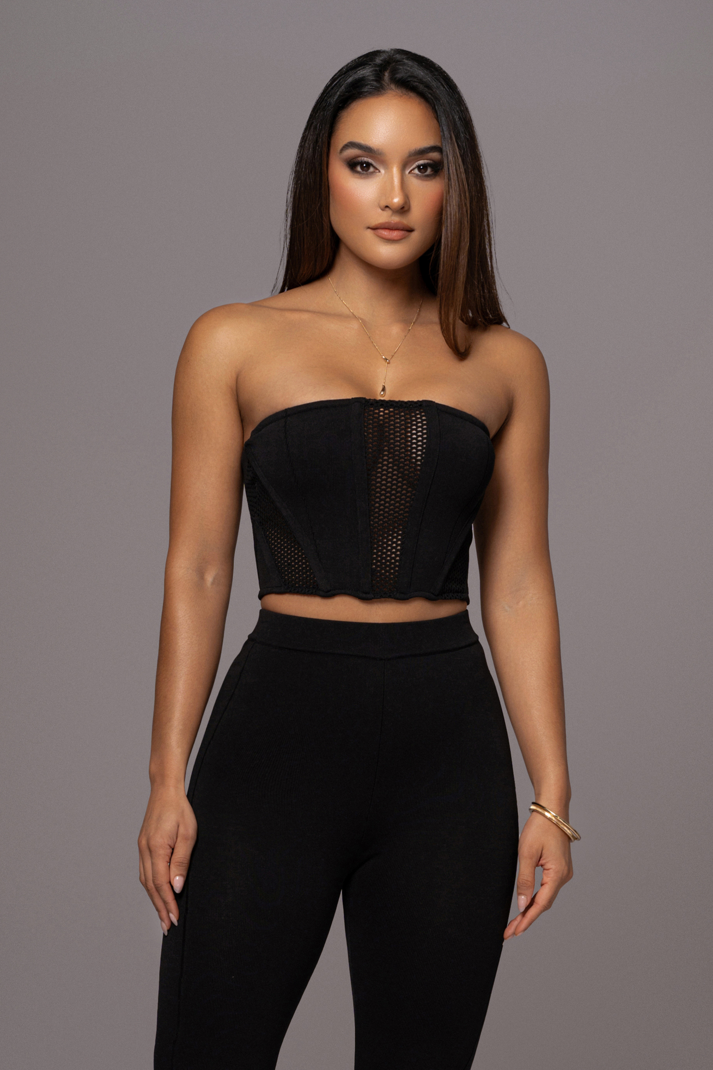 Black Freda Knit Bustier JLUXLABEL