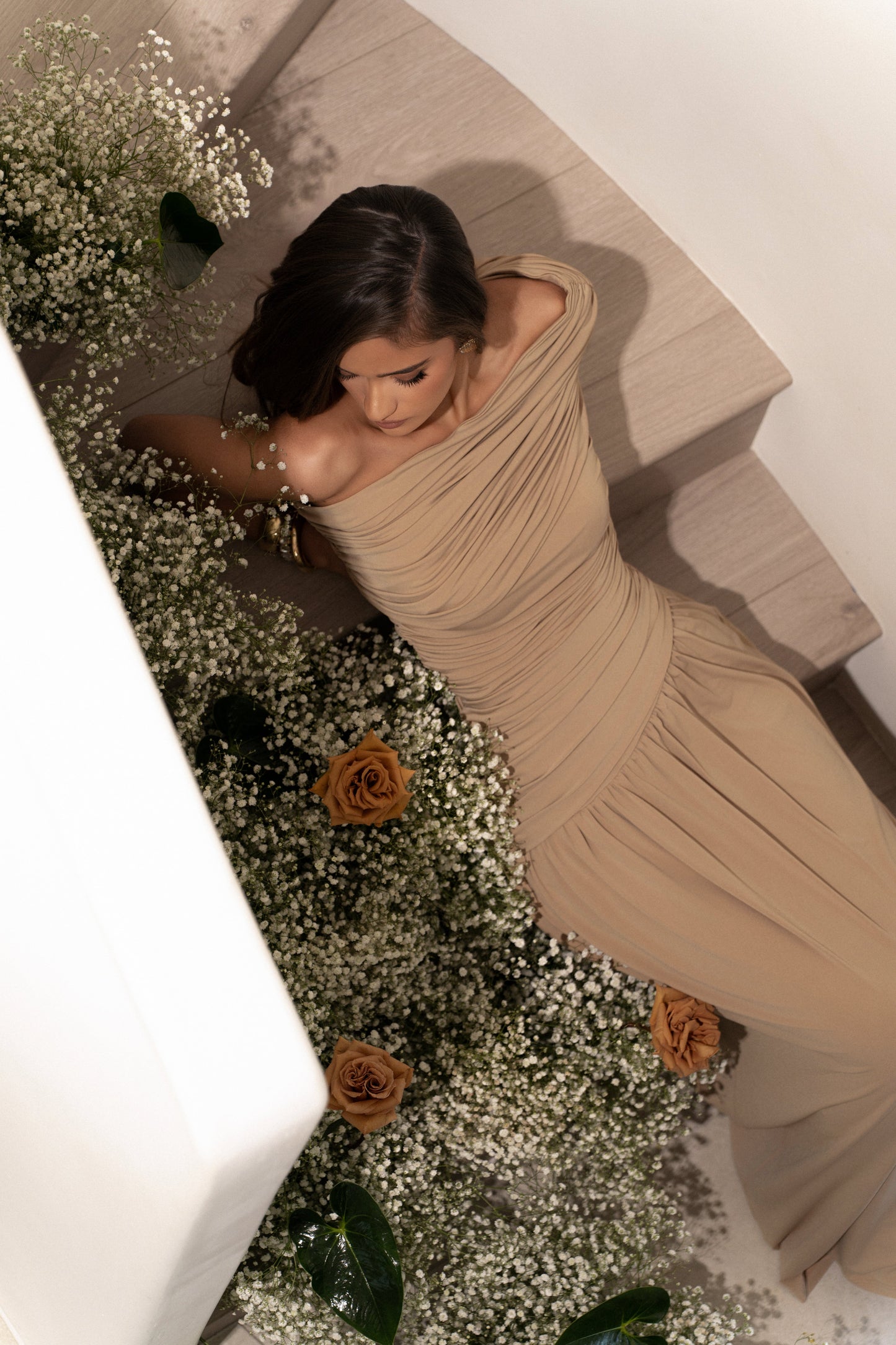 Beige Vision Of Elegance Maxi Dress JLUXLABEL