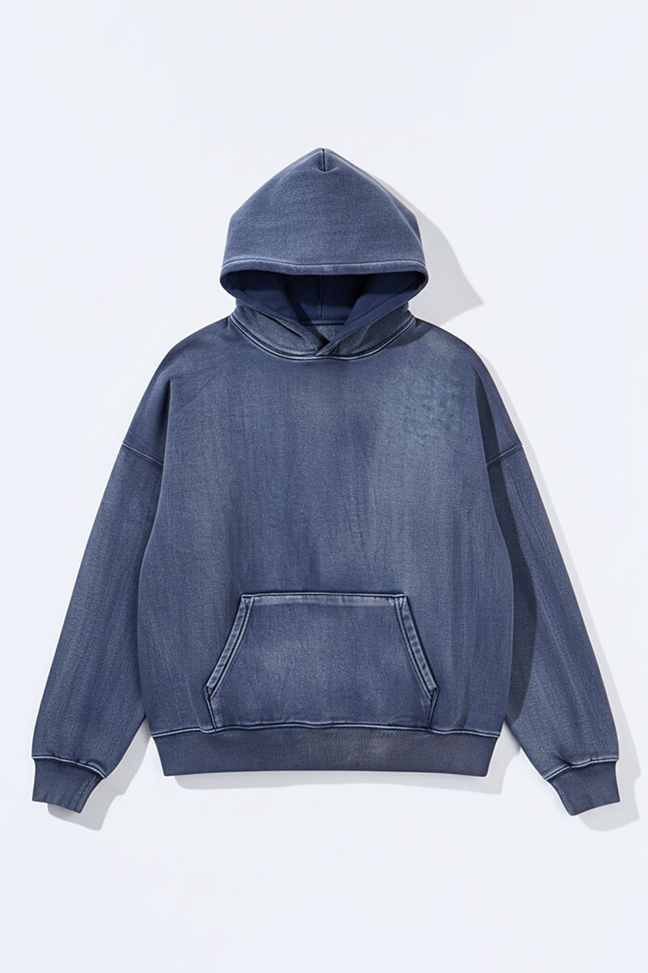 Acid Wash Oversized Heavyweight Hoodie - Navy