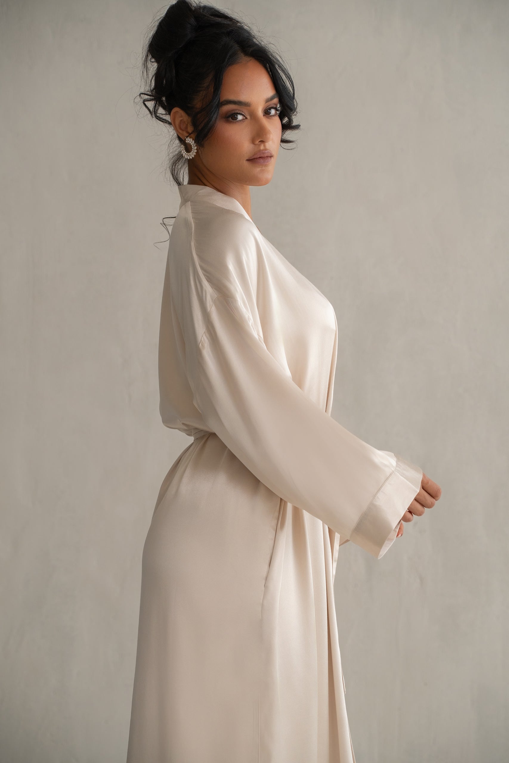 Champagne Forever And Always Satin Robe JLUXLABEL