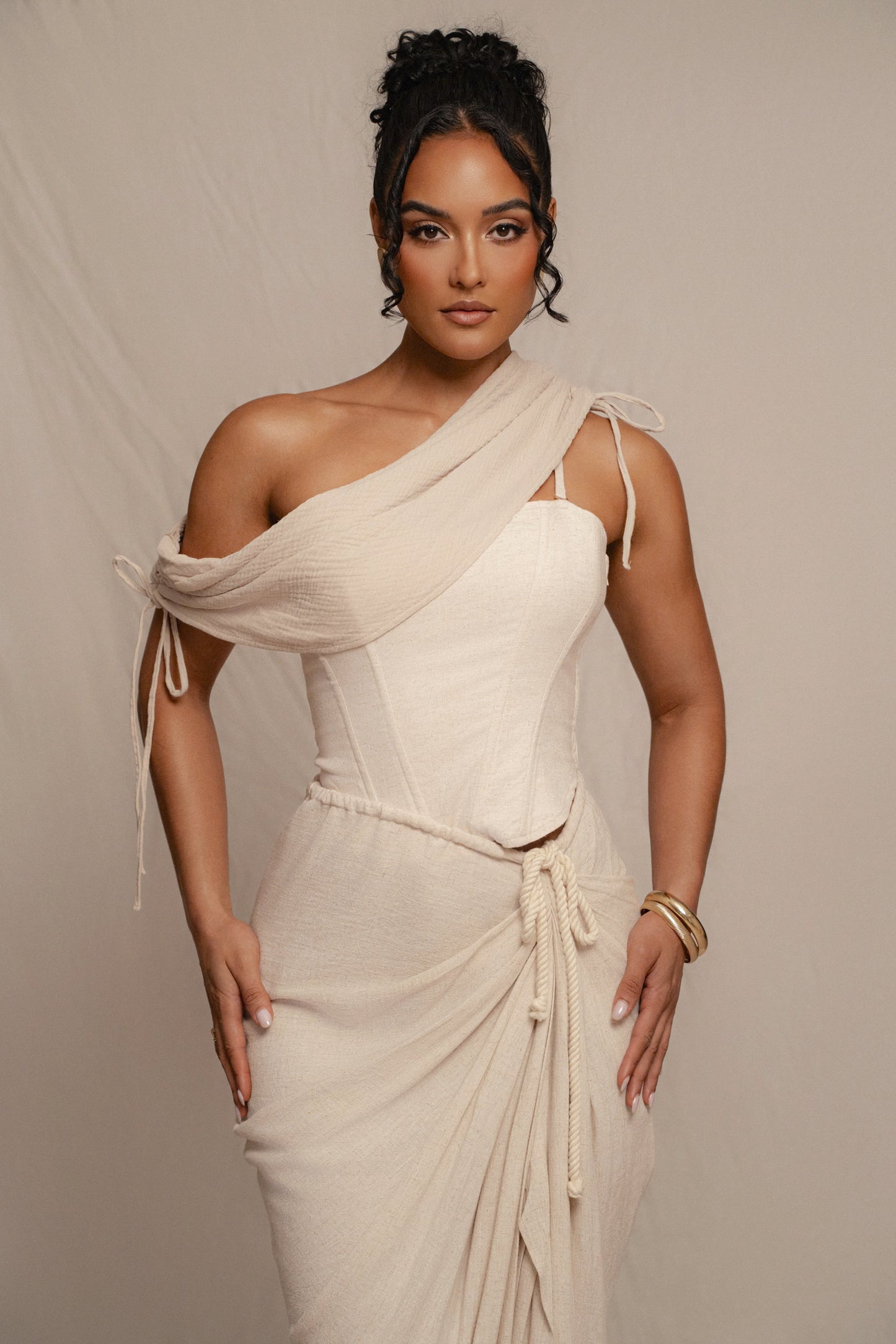 Natural New Obsession Draped Top JLUXLABEL