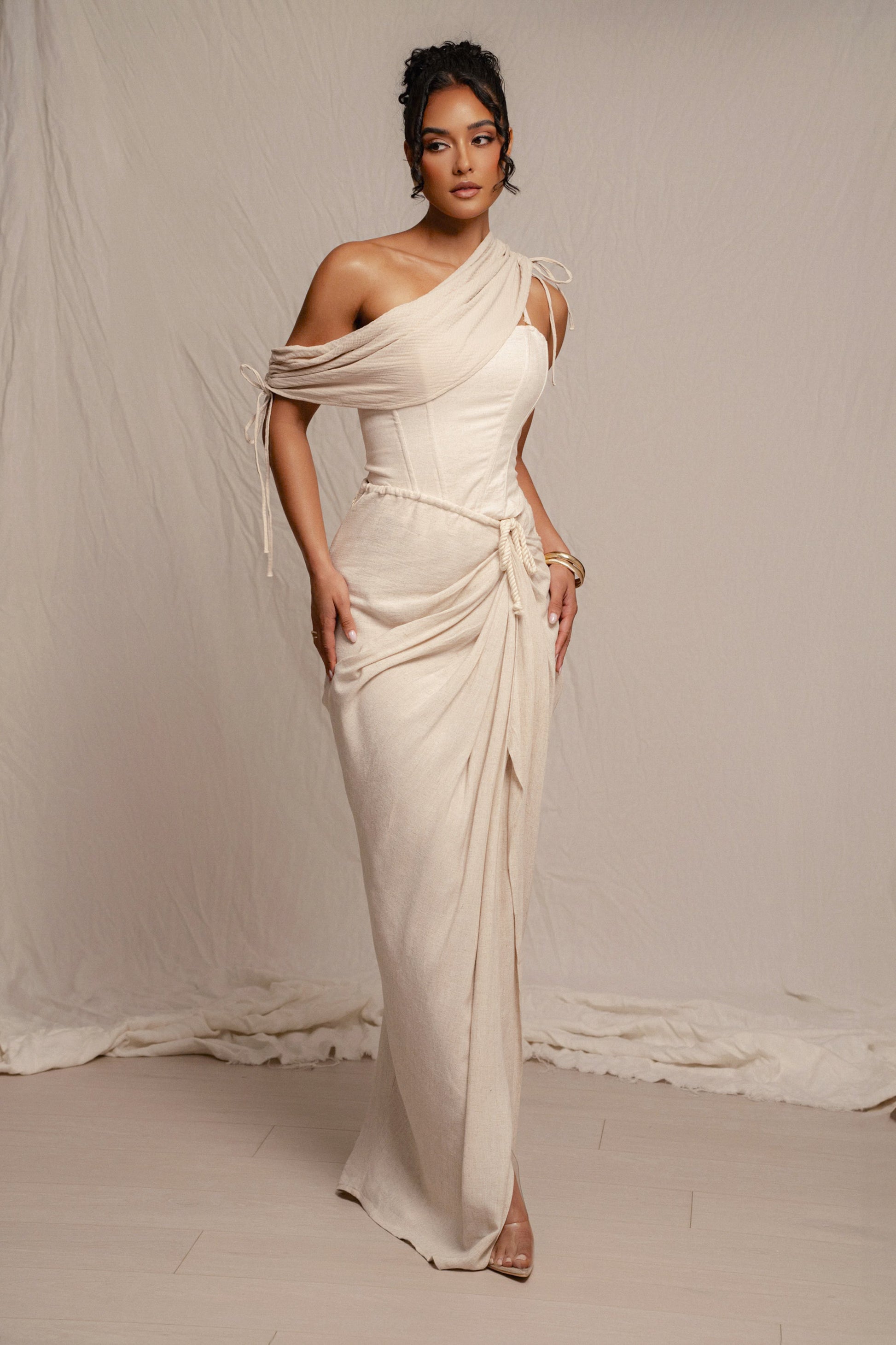 Natural New Obsession Draped Top JLUXLABEL